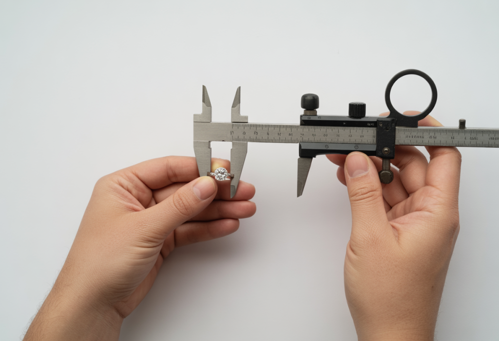 מדידת טבעת באמצעות קליבר