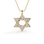 שרשרת מגן דוד משובצת יהלומים 0.50 קראט Celeste - זהב צהוב - תמונה 2