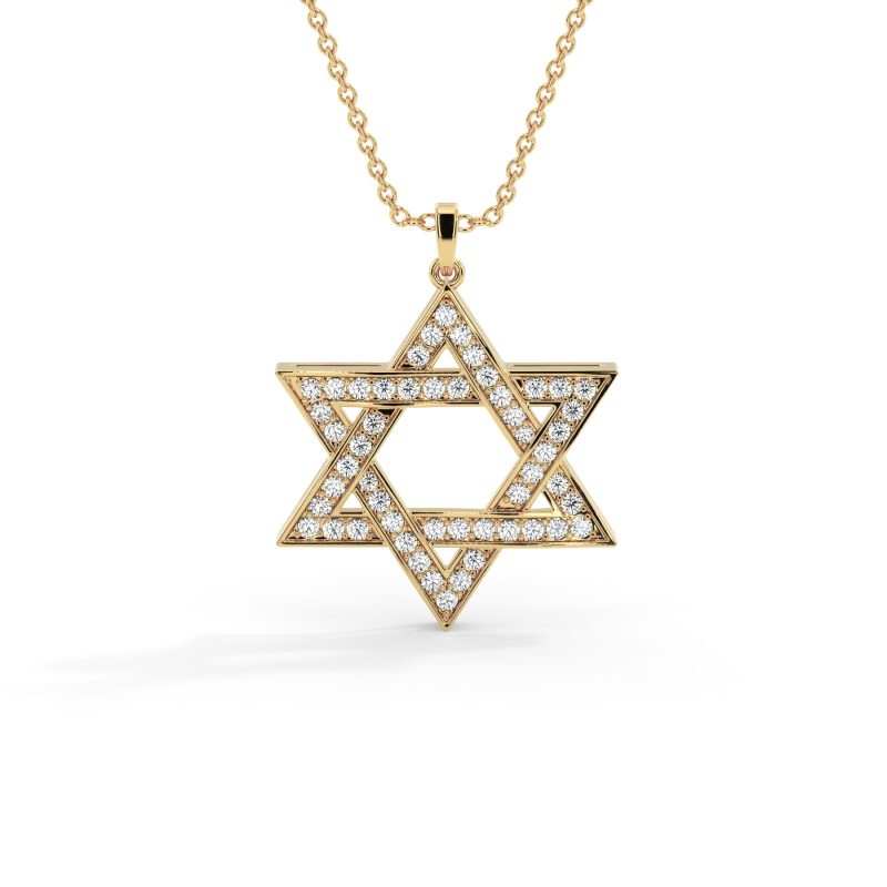 שרשרת מגן דוד משובצת יהלומים 0.50 קראט Celeste - זהב צהוב - תמונה 2