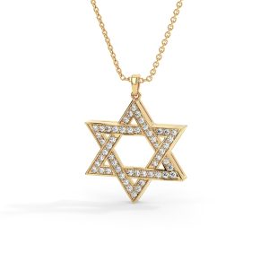 שרשרת מגן דוד משובצת יהלומים 0.50 קראט Celeste - זהב צהוב
