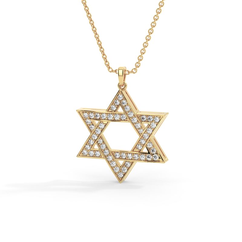 שרשרת מגן דוד משובצת יהלומים 0.50 קראט Celeste - זהב צהוב