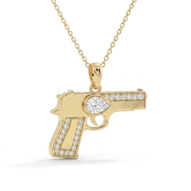 תליון אקדח יהלומי מעבדה 0.54 קראט Caliber - זהב צהוב - תמונה 2