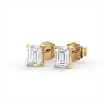 עגילים צמודים אמרלד יהלום מעבדה 1.8 קראט Prism - זהב צהוב