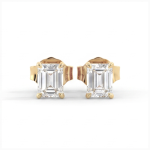 עגילים צמודים אמרלד יהלום מעבדה 1.8 קראט Prism - זהב צהוב - תמונה 2